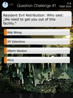Zombie Quiz App for the Resident Evil Movies