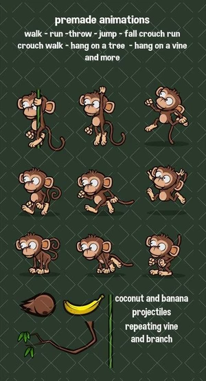 Animated 2D monkey sprite