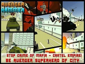 Avenger Hammer - Be the hero of City of Crime with Police Cars, Airplanes, Jetpack and Helicopters